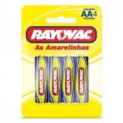 PILHA RAYOVAC AMARELA PEQUENA AA COM 4 UNIDADES