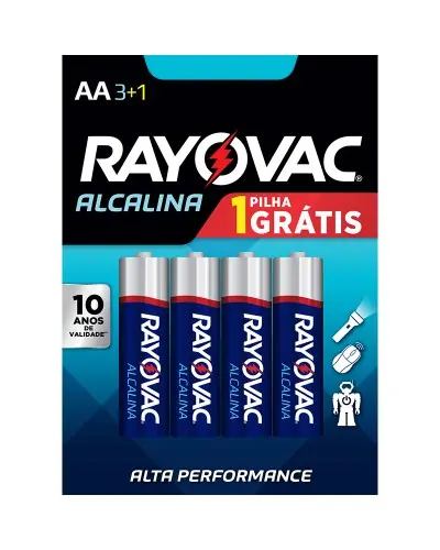 PILHA RAYOVAC ALCALINA AA LEVE 4 PAGUE 3