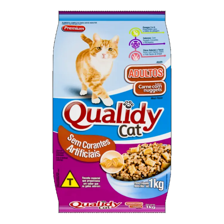 RAÇÃO QUALIDY PREMIUM CAT ADULTO CARNE COM NUGGETS 1 KG