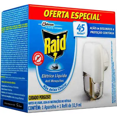 RAID ELETRICO 45 NOITES APARELHO+REFIL 32,9 ML