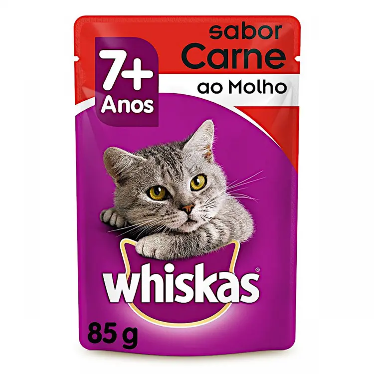 RAÇÃO WHISKAS ADULTOS CARNE AO MOLHO 85G