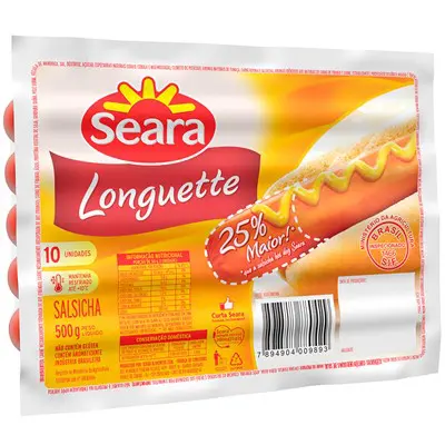 SALSICHA LONGUETE RESFRIADAS SEARA 500G