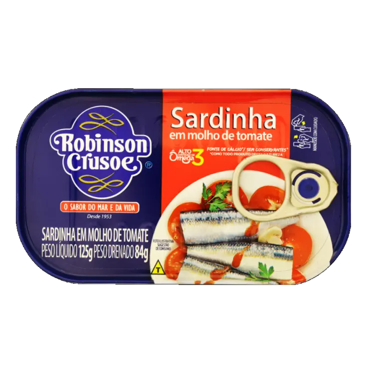 SARDINHA ROBINSON CRUSOE EM MOLHO DE TOMATE 125 GRAMAS