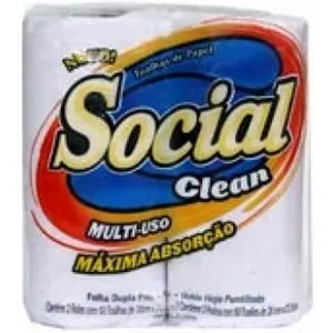 TOALHA PAPEL SOCIAL CLEAN COM 2 ROLOS