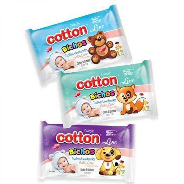 TOALHAS UMEDECIDAS COTTON LINE BICHOS 48 UNIDADES