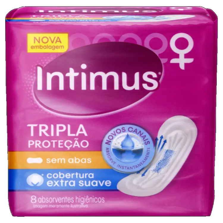 ABSORVENTE INTIMUS TRIPLA PROTEÇÃO EXTRA SUAVE SEM ABAS 8 UN