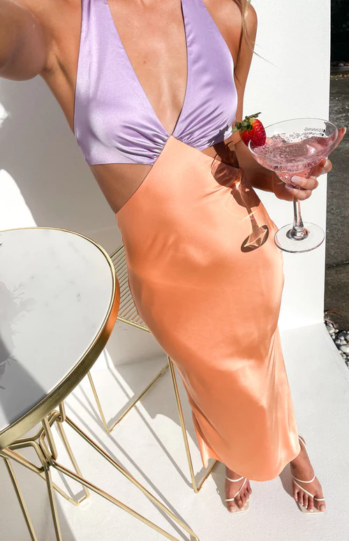 A Romantic Beach Wedding orchid orange midi dress