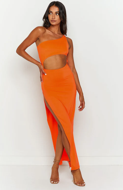 A Neon Type Of Love simone orange cut out maxi dress