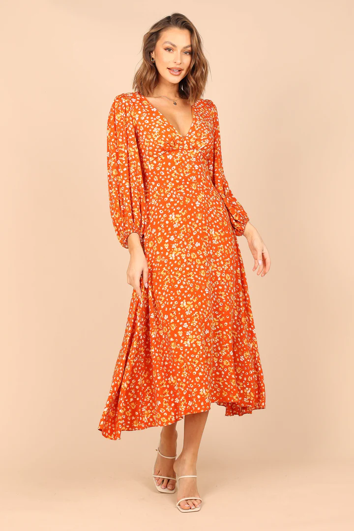 You Can’t Go Wrong With Floral aron long sleeve maxi dress orangefloral