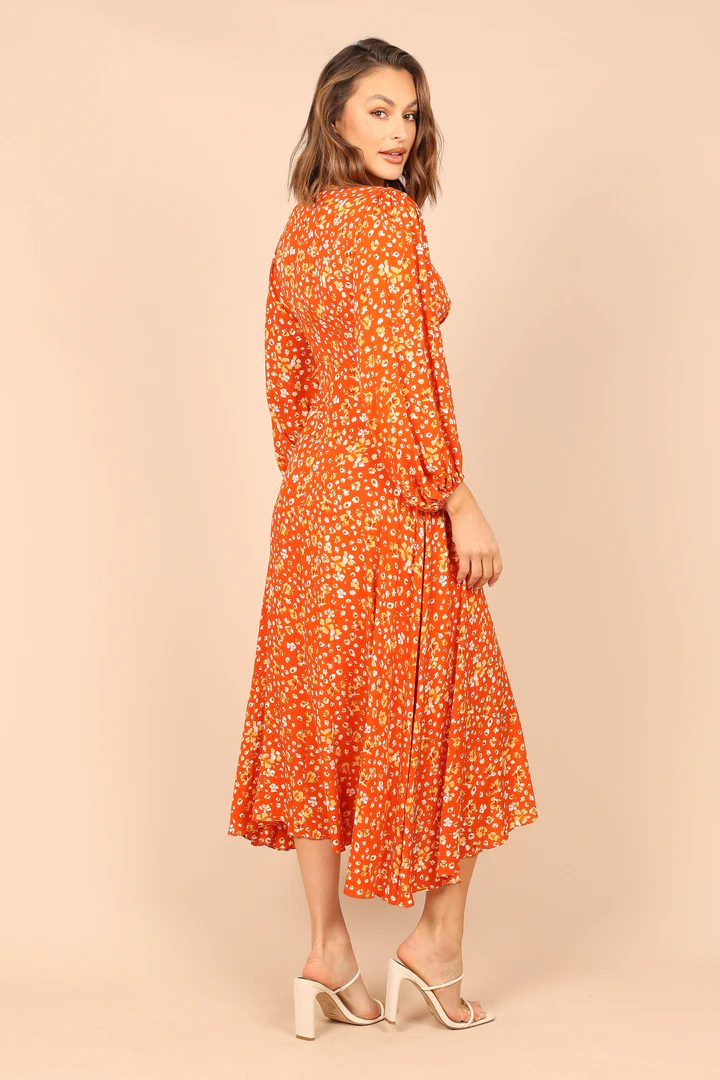 You Can’t Go Wrong With Floral aron long sleeve maxi dress orangefloral