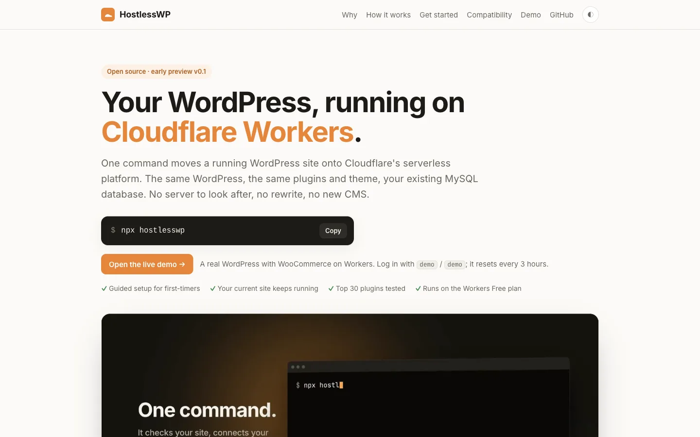 HostlessWP screenshot 1