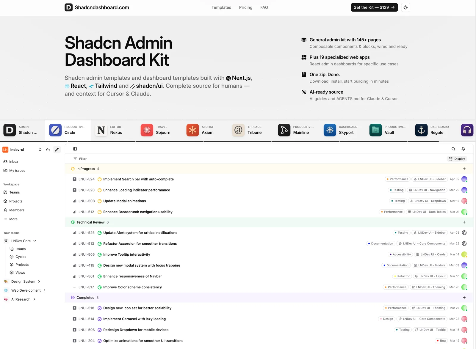 Shadcndashboard screenshot 1