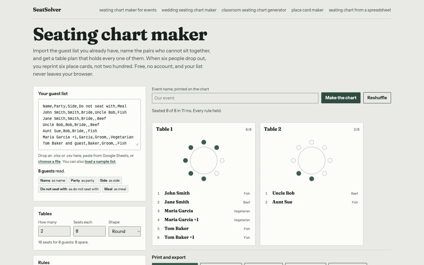 SeatSolver screenshot 2