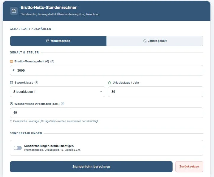 Arbeitszeitrechner screenshot 1