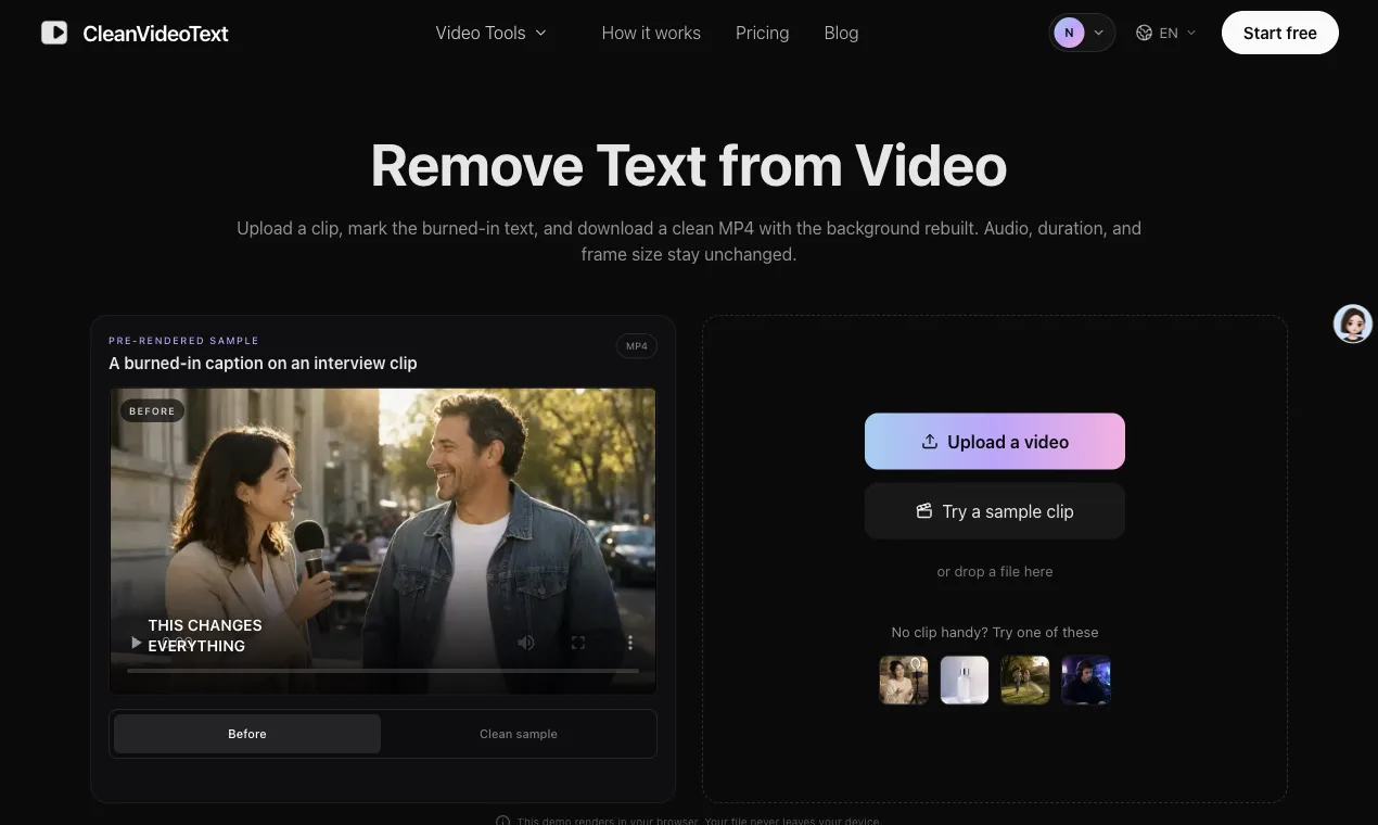 CleanVideoText screenshot 1