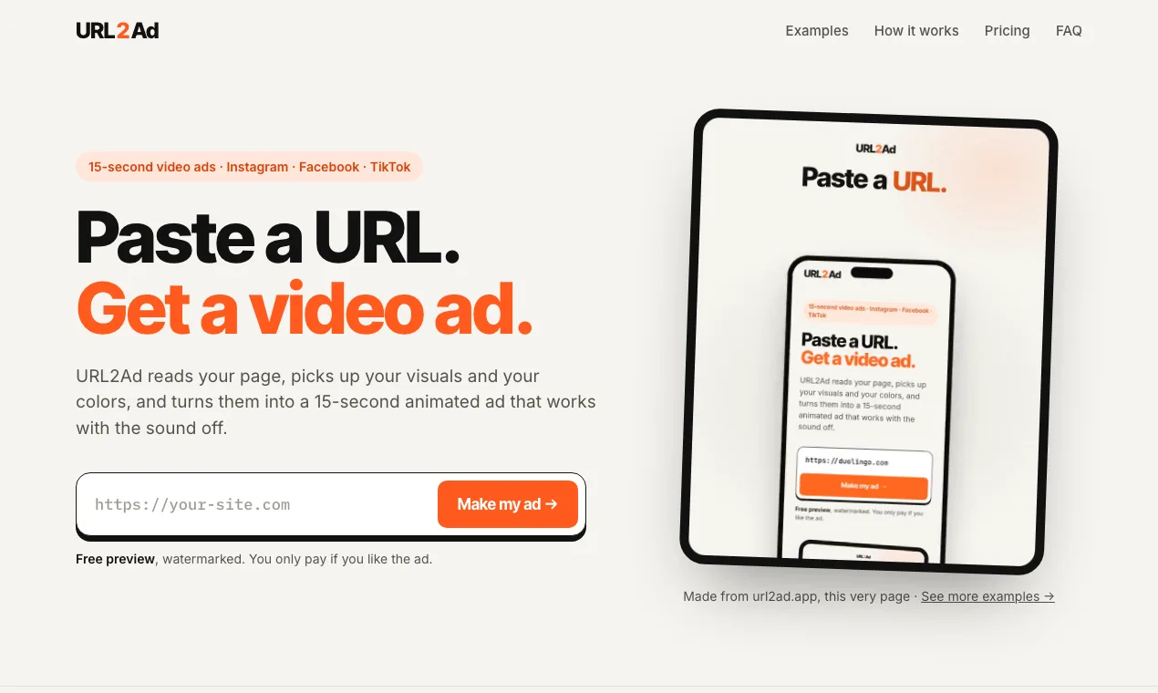 URL2Ad screenshot 1