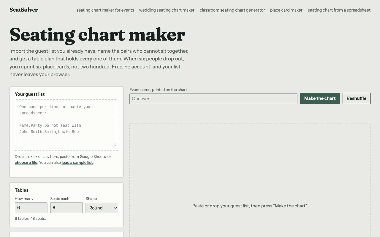 SeatSolver screenshot 1