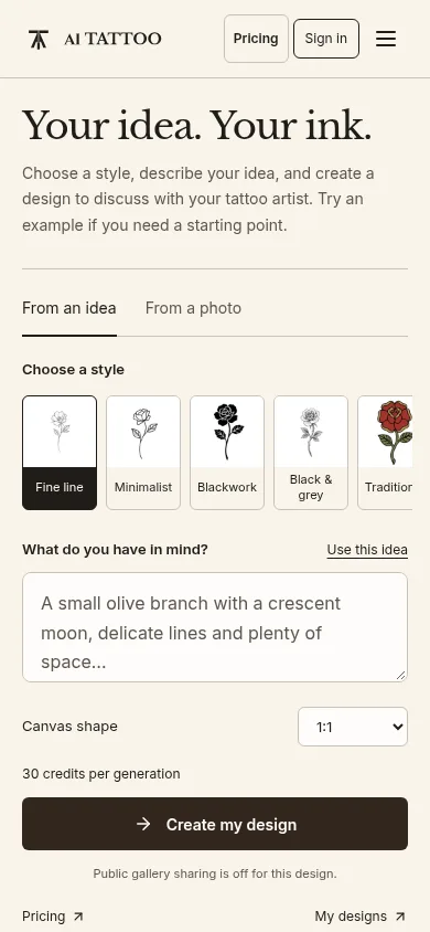 AI Tattoo screenshot 2