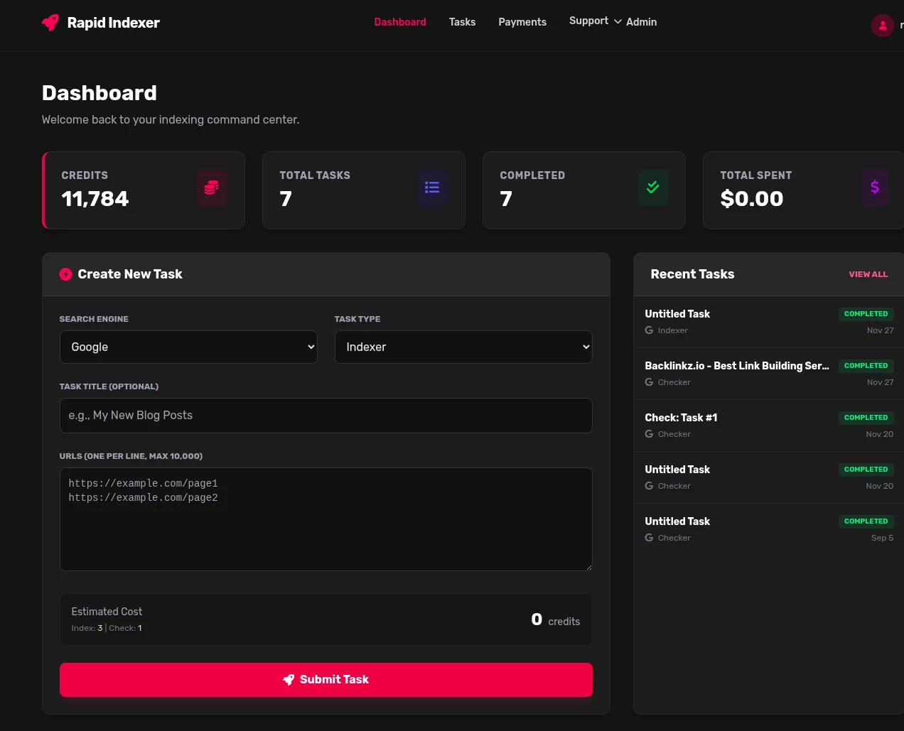Rapid Indexer screenshot 2