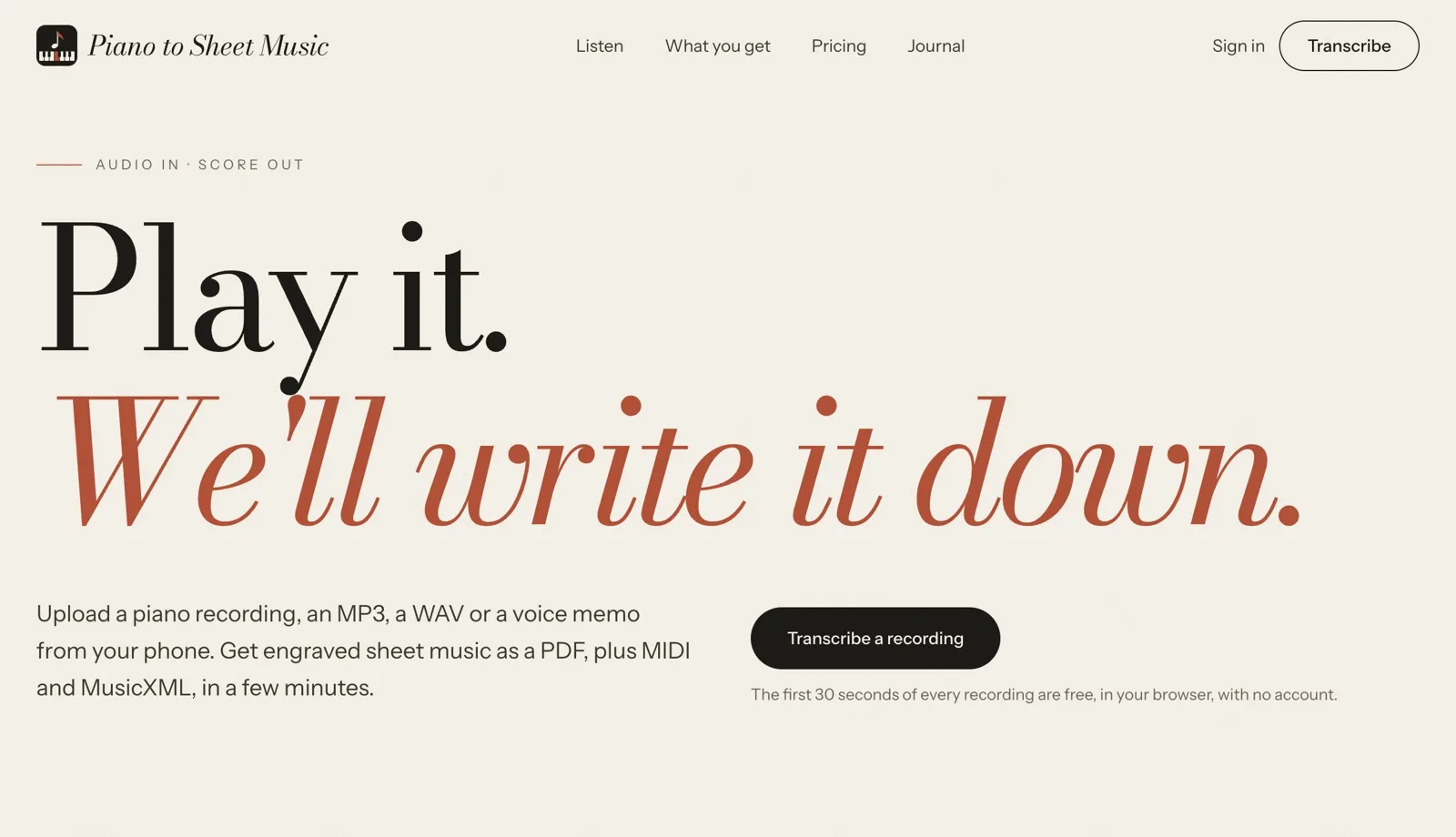 Piano to Sheet Music screenshot 1