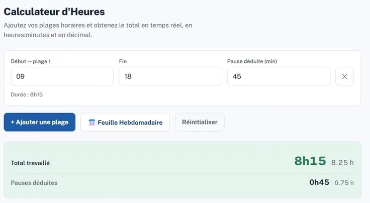 Calcul Heure screenshot 1