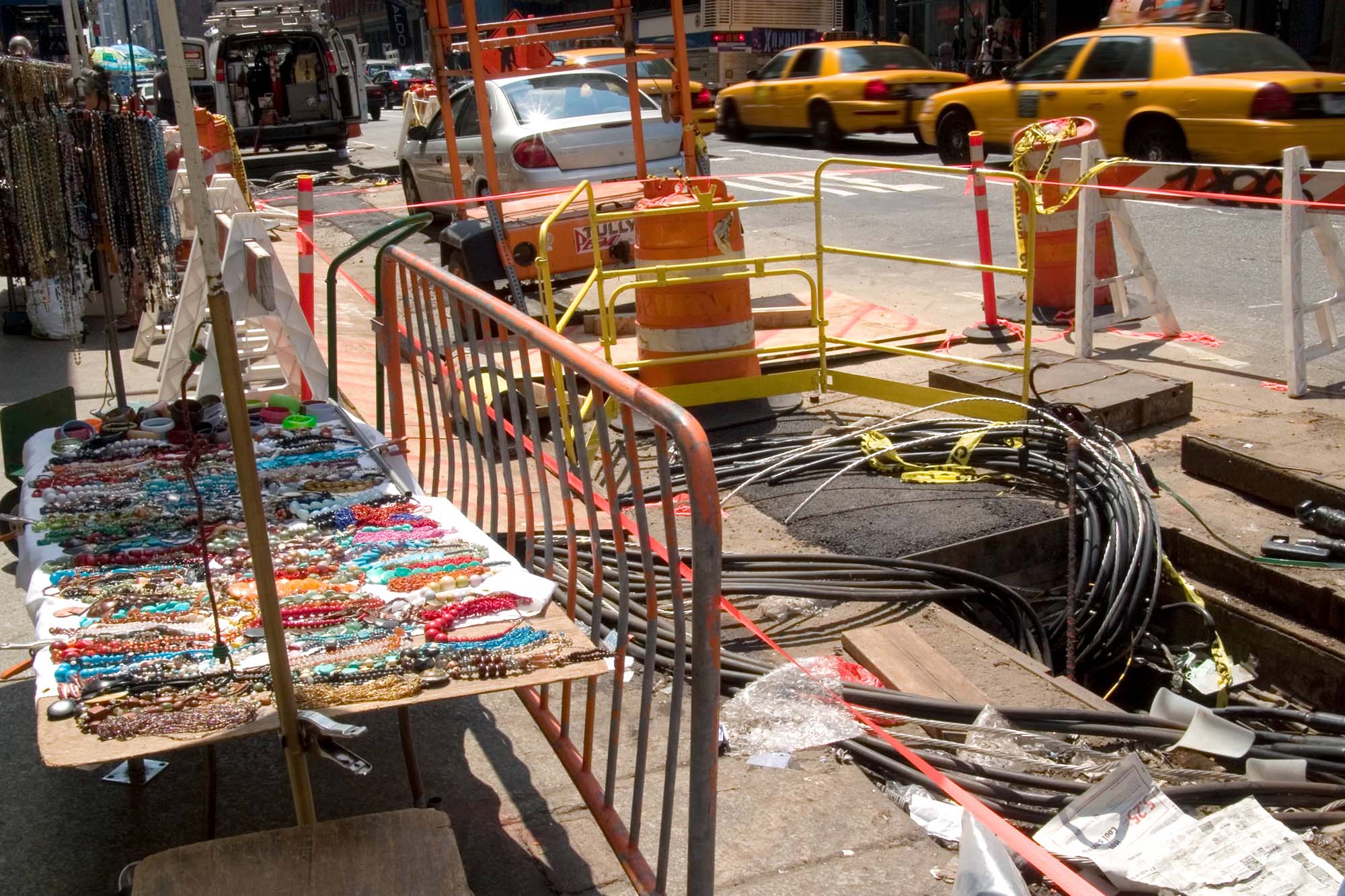 Construction on the sidewalk