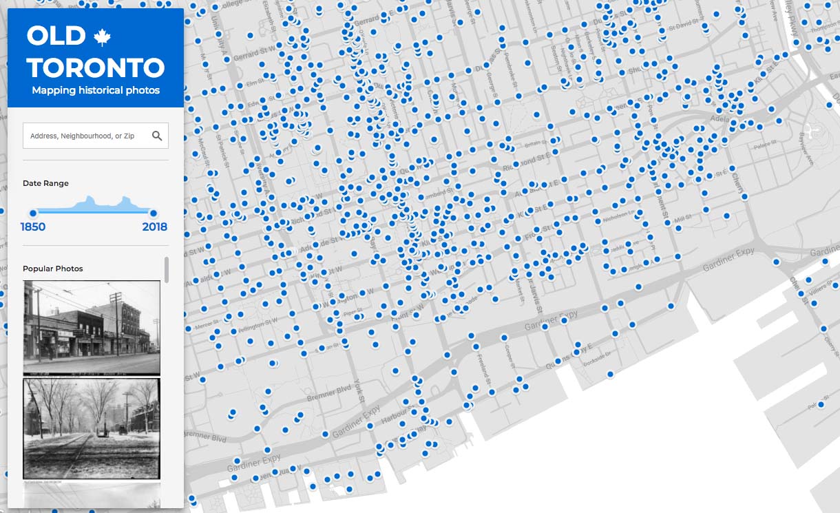 Screenshot of Old Toronto app