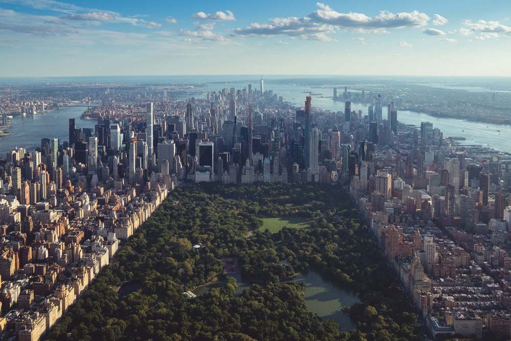 NYC and Central Park viewed from overhead