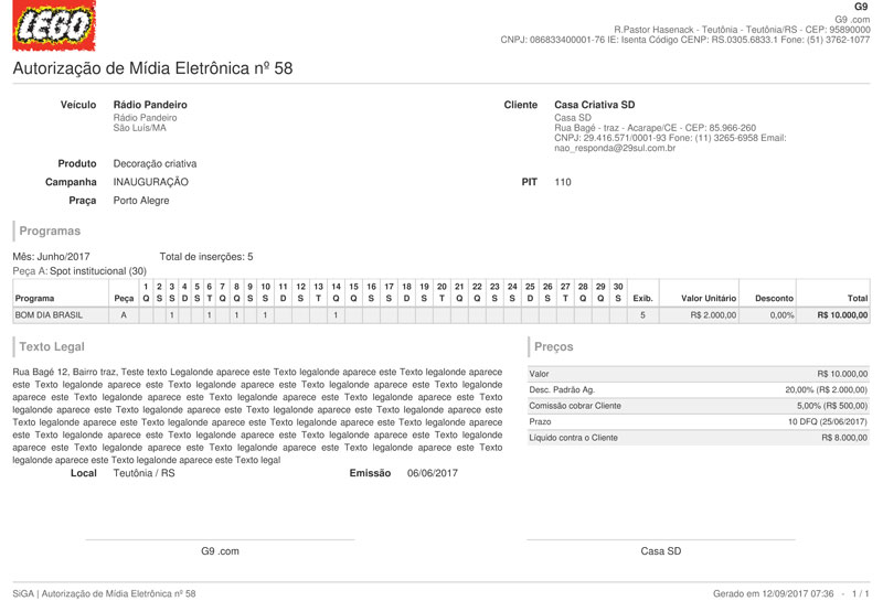 Autorização de mídia eletrônica em PDF