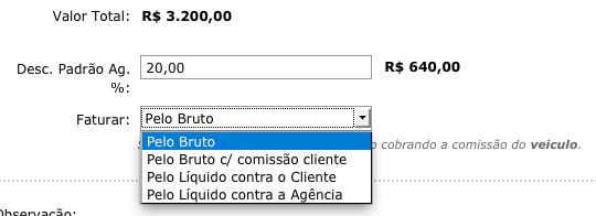 Descrição antiga do faturamento nas mídias