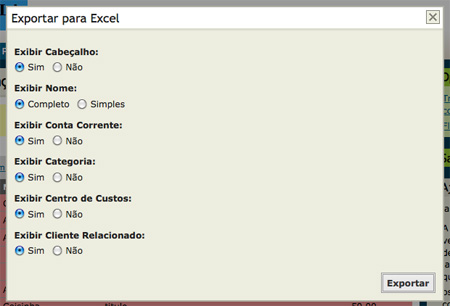 Exportar para excel