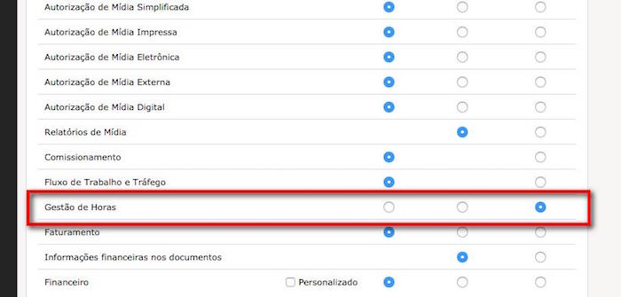 Permissão de gestão de horas