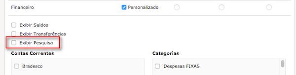 Permissão de exibir pesquisa do financeiro