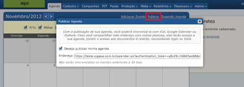 Publicar agenda