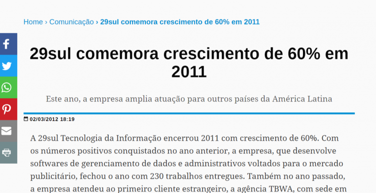 Reportagem de crescimento de 2011