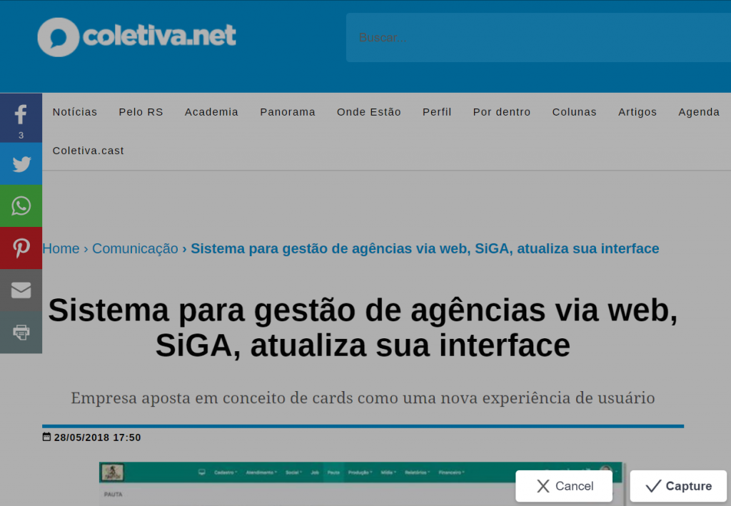 Reportagem do SiGA na Coletiva.net