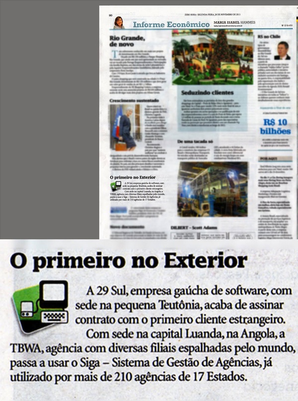 Reportagem do primeiro cliente no exterior