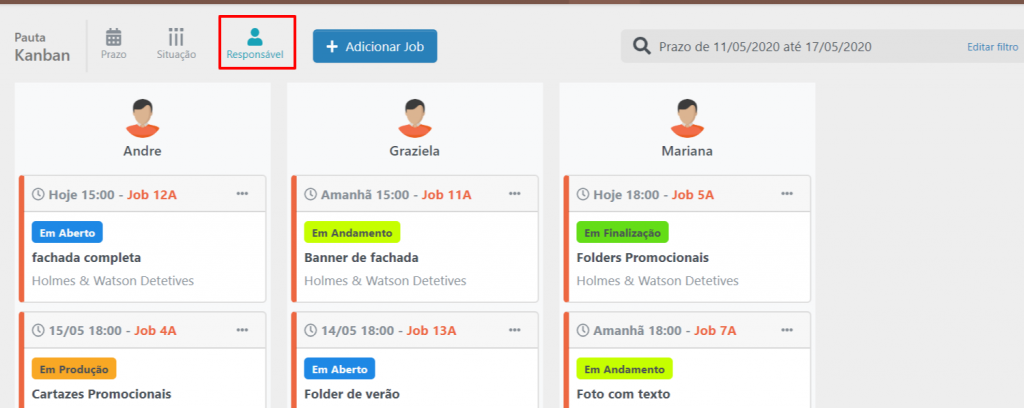 Kanban por responsável