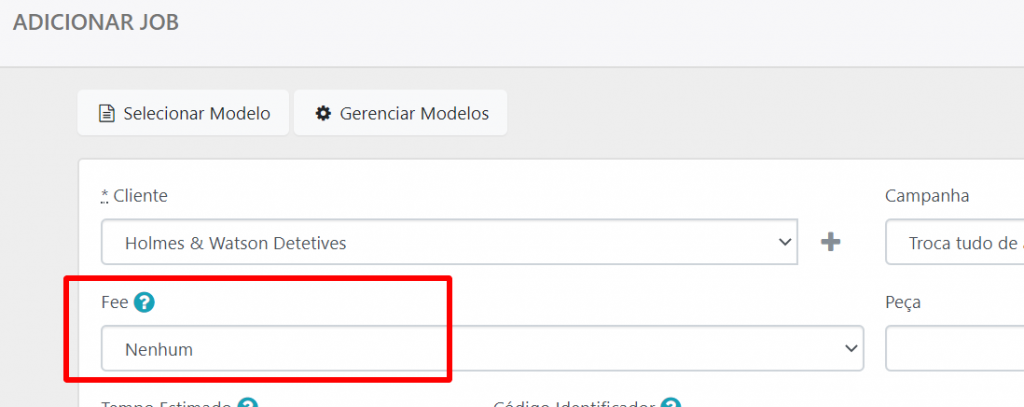 Campo de fee no job