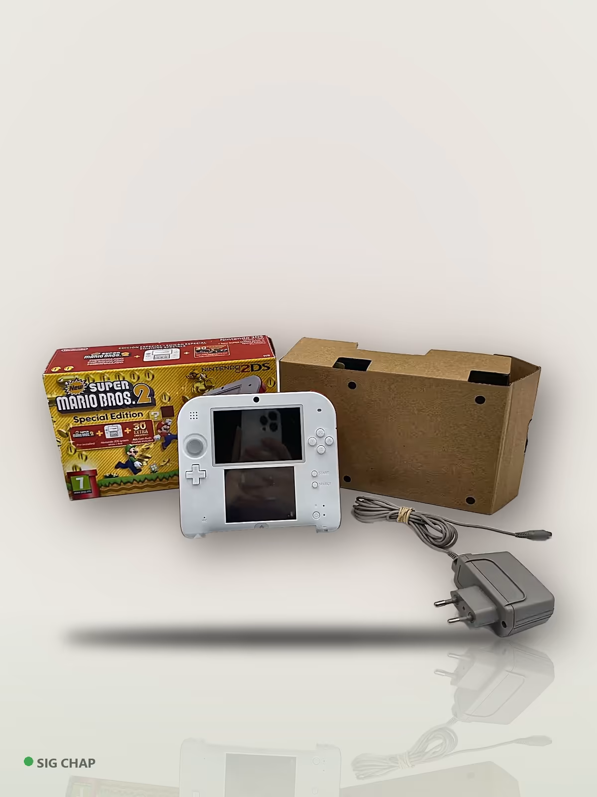 Nintendo 2DS Branco/Vermelho + New Super Mario Bros. 2 (Special Edition, Europeu) - Seminovo Completo, Portáteis, foto real da unidade