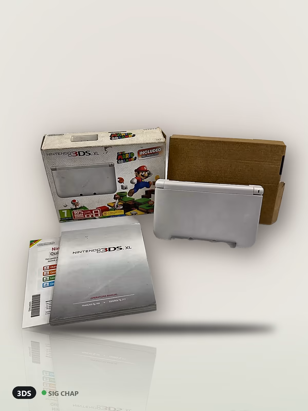 Nintendo 3DS XL Branco + Super Mario 3D Land (Europeu) - Seminovo Completo, Portáteis, foto real da unidade