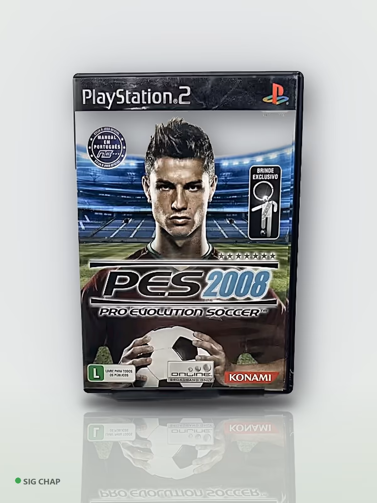 PES 2008: Pro Evolution Soccer - Seminovo Completo, Retrô · Jogos de PS2, foto real da unidade