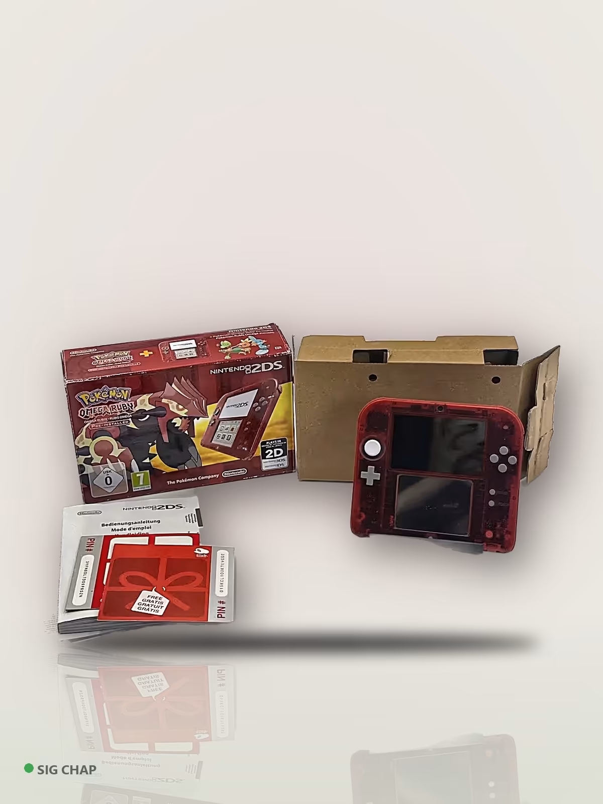 Nintendo 2DS Transparente Vermelho + Pokémon Omega Ruby (Europeu), 3DS, foto real da unidade