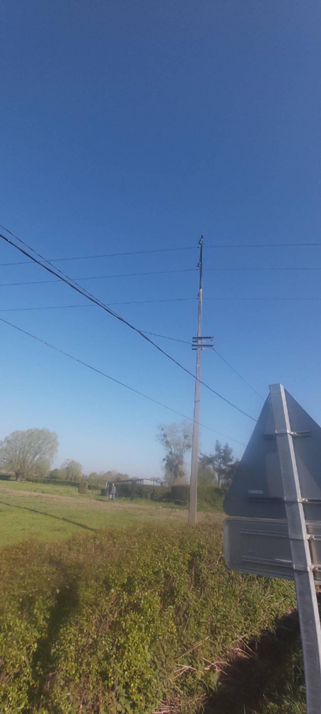 Câble Enedis décroché risquant coupure réseaux.