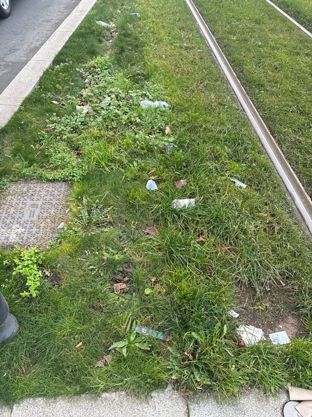 Déchets sur le tronçon du tram