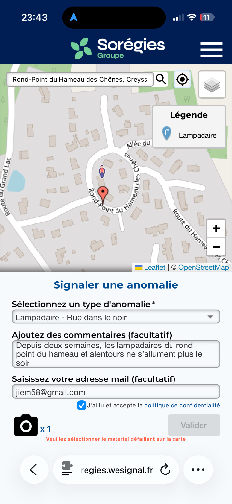 Signalement Lampadaires éteints rond-point