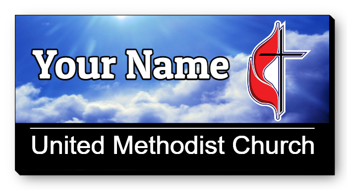 Customizable United Methodist Church Lit Rectangle Shape Sign lit with LEDs