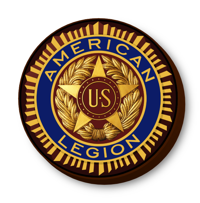 Self Contained American Legion Round Sign lit with LEDs