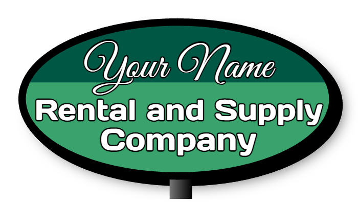 Lighted Cabinet Sign, LED Cabinet, Oval Sign, Rental Signs, Double Sided Signs, Green Lighted Signs, Oval Green Signs, Supply Company Signs 