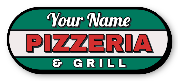 Pizzeria and Grill Single Face Lit Shaped Cabinet Sign